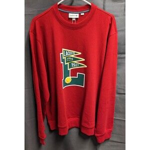 Lacoste Pennants L Badge Cotton Fleece Red Crew Neck Sweatshirt SH7419 XL